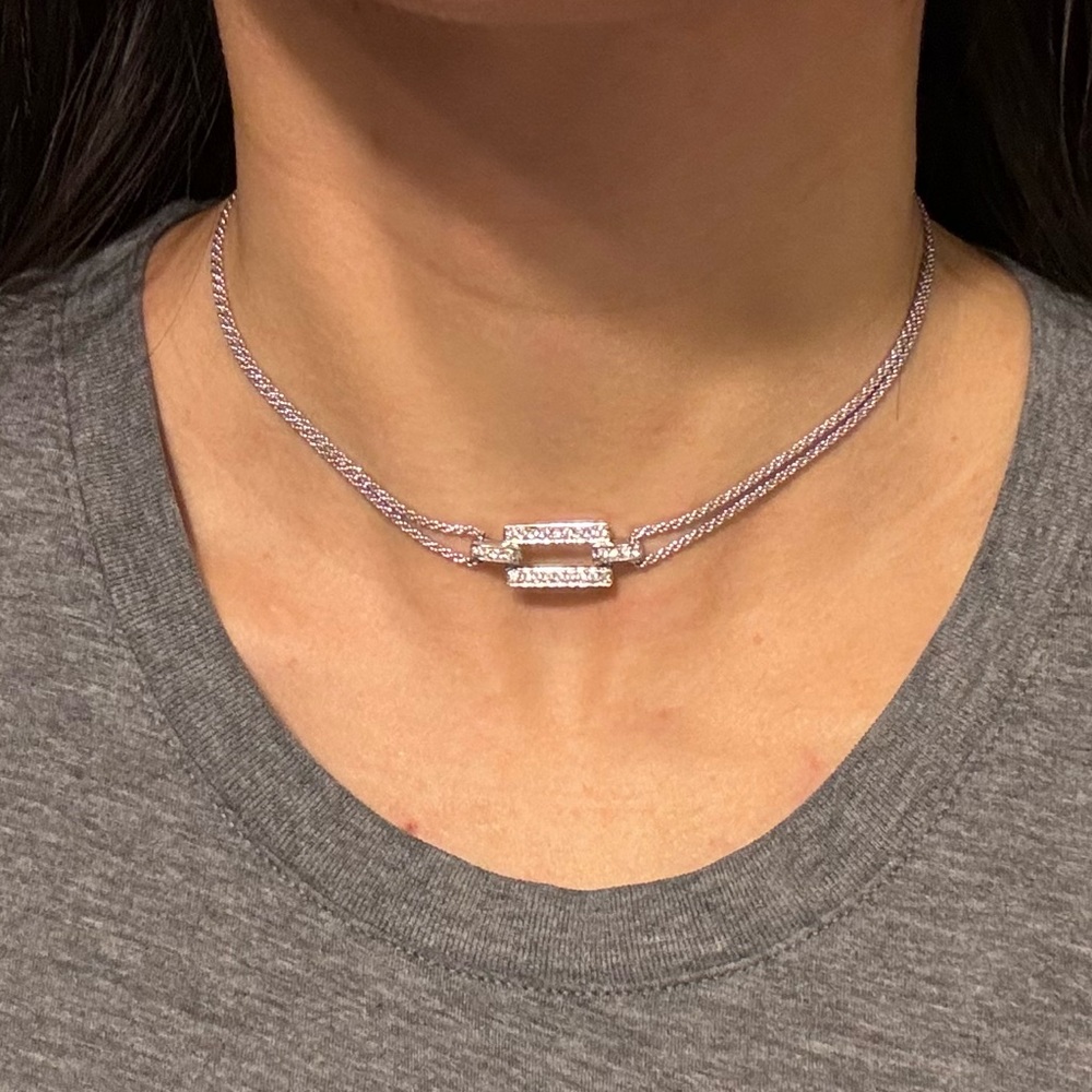 Dior Crystal Rhinestone Silver-Toned Choker Necklace - Picture 8 of 8